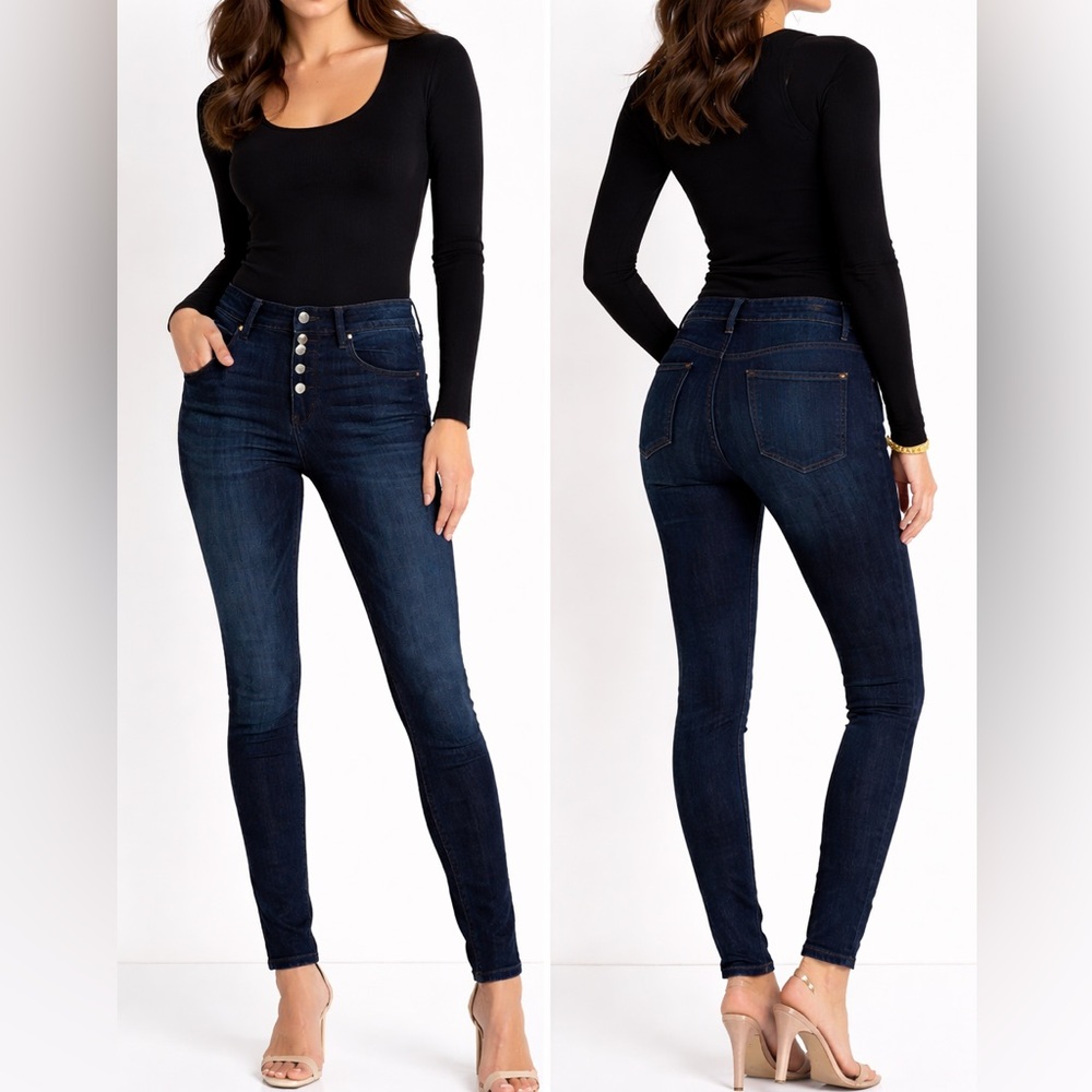 7 For All Mankind Rhiody Skinny Jeans Dark Wash Button Fly Size 32